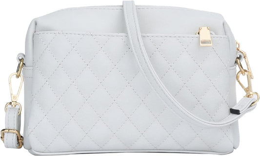 Triple Zip Lightweight Small Crossbody Bags for Women Quilted Shoulder Purses and Handbags