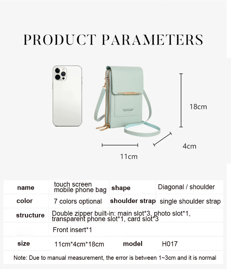 Touch Screen Cell Phone Women Bags Soft Leather Wallets Hand Purses Crossbody Bags for Women Small Handbag Cheap Women's Bags