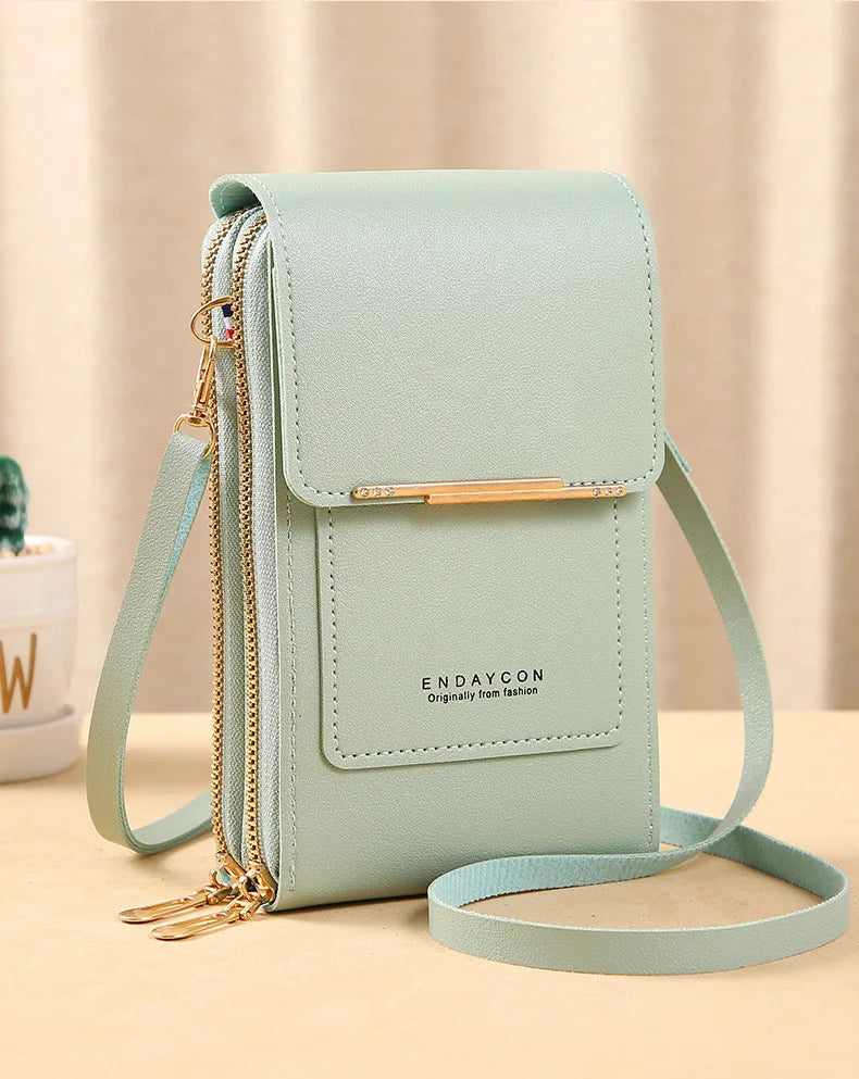 Touch Screen Cell Phone Women Bags Soft Leather Wallets Hand Purses Crossbody Bags for Women Small Handbag Cheap Women's Bags