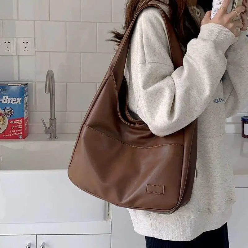 Leather Tote Purse Stylish Casual Trendy Large Soft Shoulder Bag