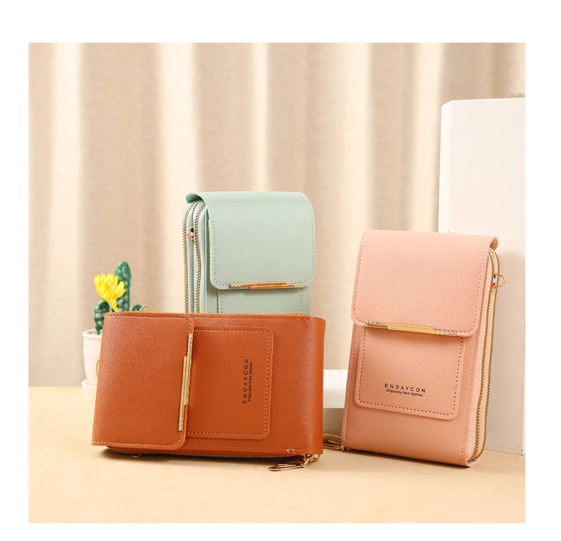 Touch Screen Cell Phone Women Bags Soft Leather Wallets Hand Purses Crossbody Bags for Women Small Handbag Cheap Women's Bags