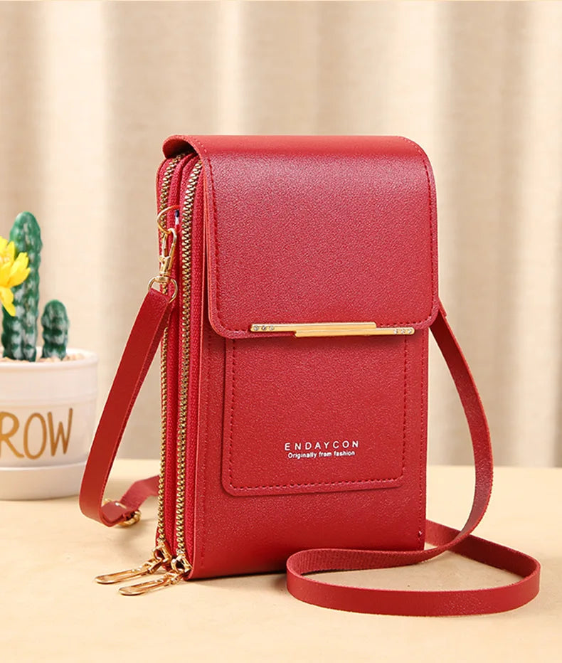 Touch Screen Cell Phone Women Bags Soft Leather Wallets Hand Purses Crossbody Bags for Women Small Handbag Cheap Women's Bags