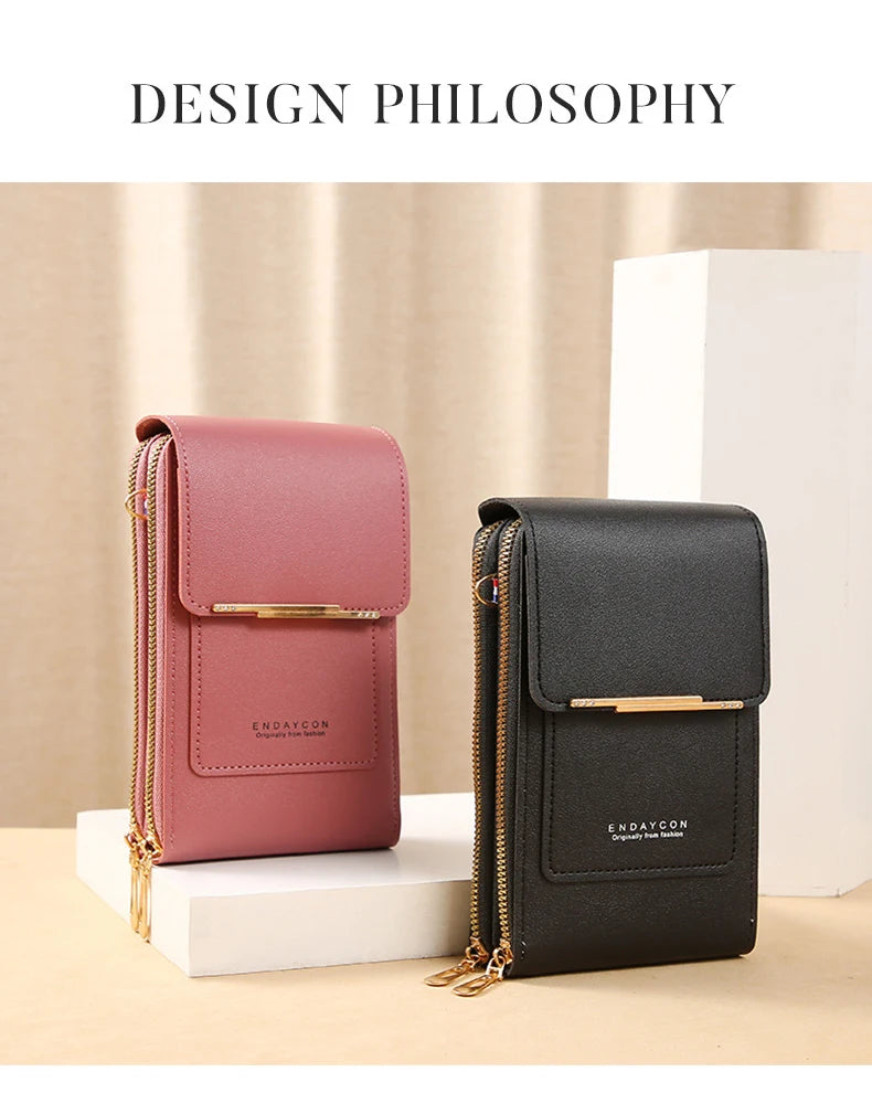 Touch Screen Cell Phone Women Bags Soft Leather Wallets Hand Purses Crossbody Bags for Women Small Handbag Cheap Women's Bags