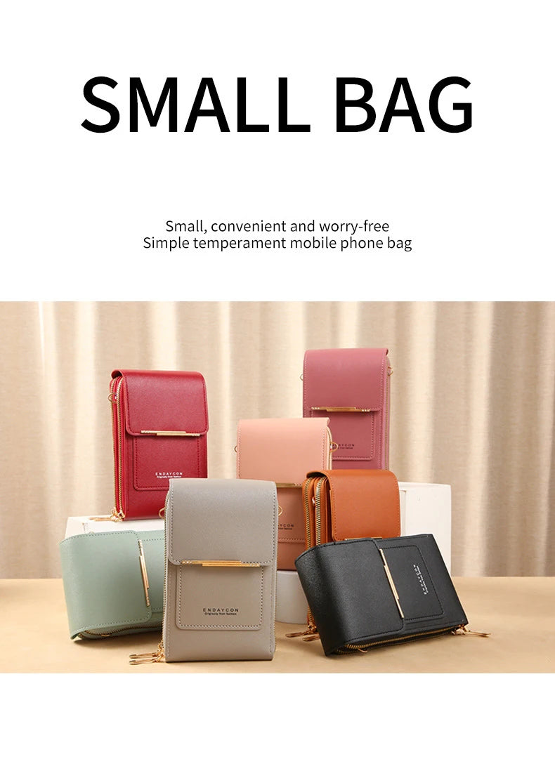 Touch Screen Cell Phone Women Bags Soft Leather Wallets Hand Purses Crossbody Bags for Women Small Handbag Cheap Women's Bags