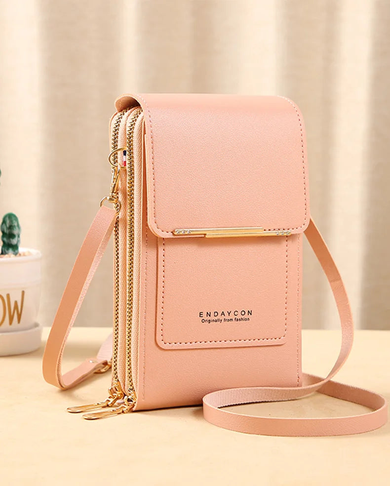 Touch Screen Cell Phone Women Bags Soft Leather Wallets Hand Purses Crossbody Bags for Women Small Handbag Cheap Women's Bags