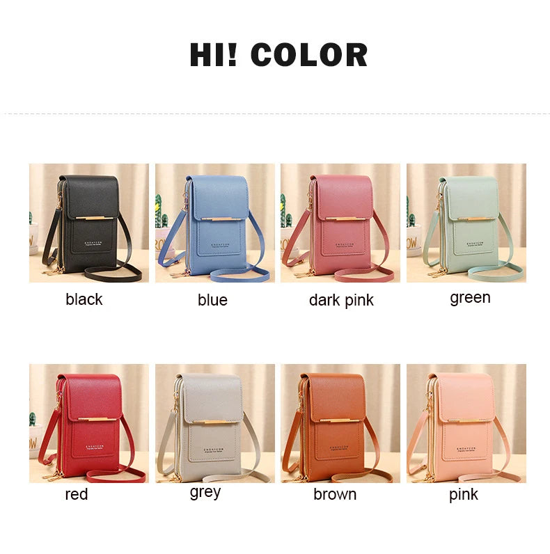 Touch Screen Cell Phone Women Bags Soft Leather Wallets Hand Purses Crossbody Bags for Women Small Handbag Cheap Women's Bags