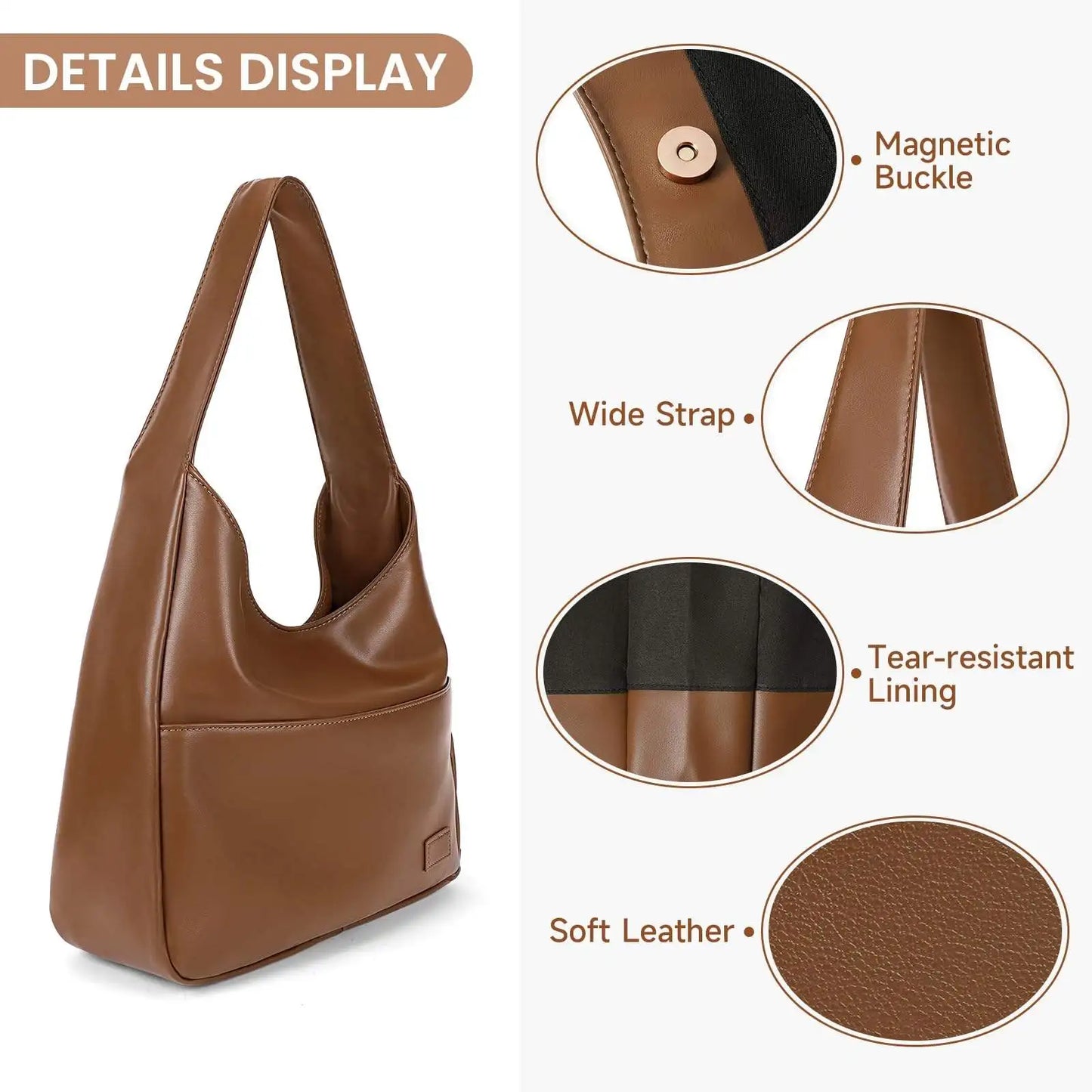 Leather Tote Purse Stylish Casual Trendy Large Soft Shoulder Bag