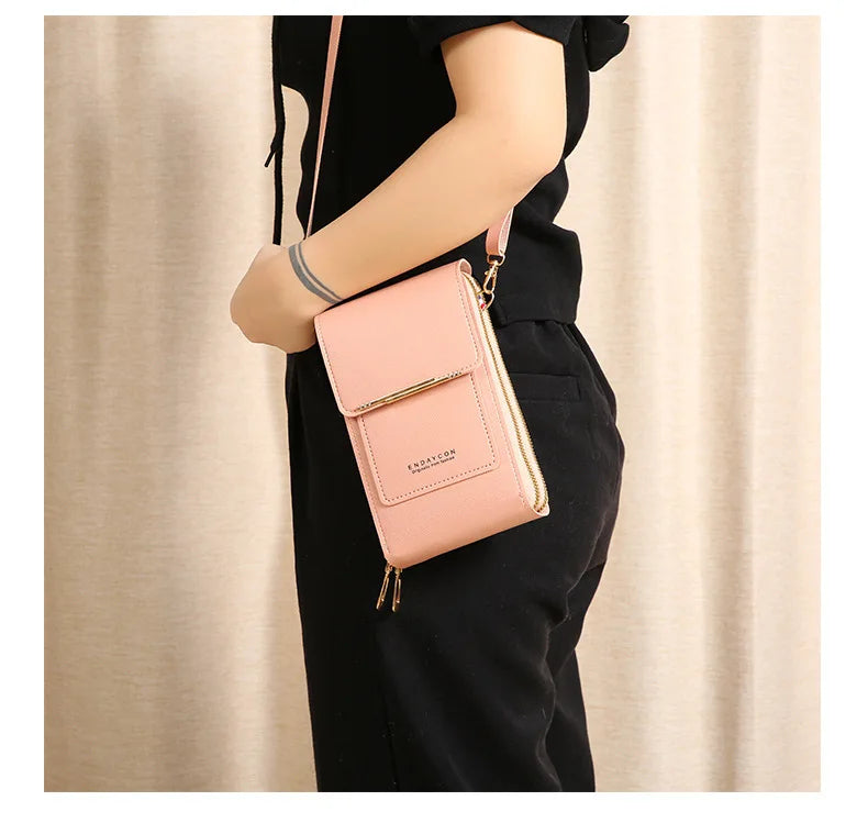 Touch Screen Cell Phone Women Bags Soft Leather Wallets Hand Purses Crossbody Bags for Women Small Handbag Cheap Women's Bags