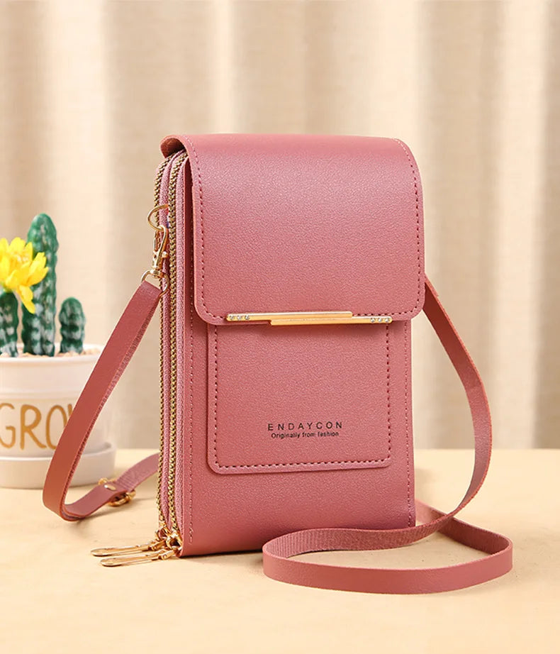 Touch Screen Cell Phone Women Bags Soft Leather Wallets Hand Purses Crossbody Bags for Women Small Handbag Cheap Women's Bags